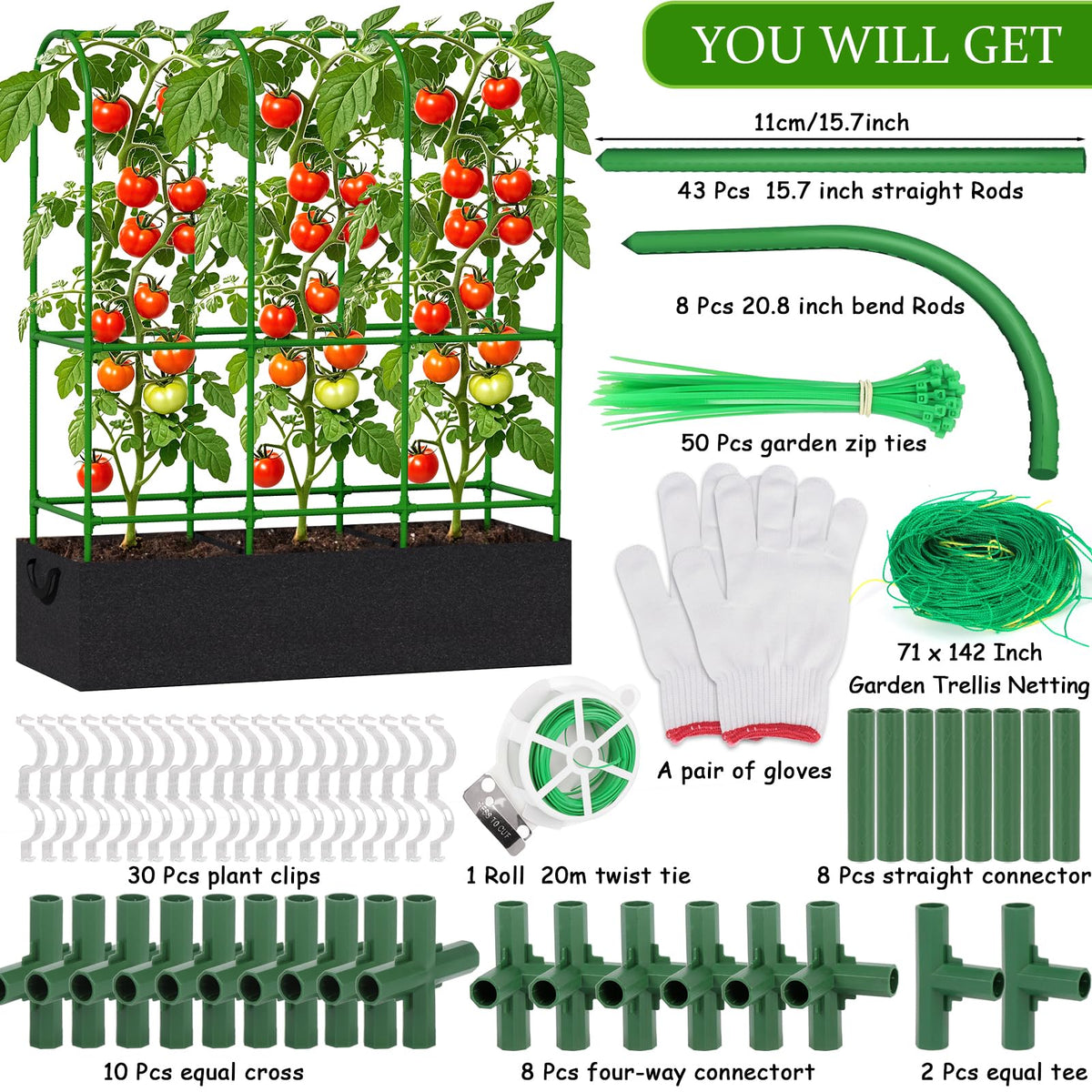 Srapwati versatile plant support suitable for cucumbers, tomatoes, and flowering plants.