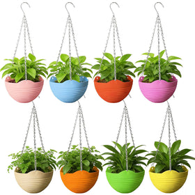 Srmayyi 8-pack 8-inch hanging planters set for colorful indoor and outdoor display.