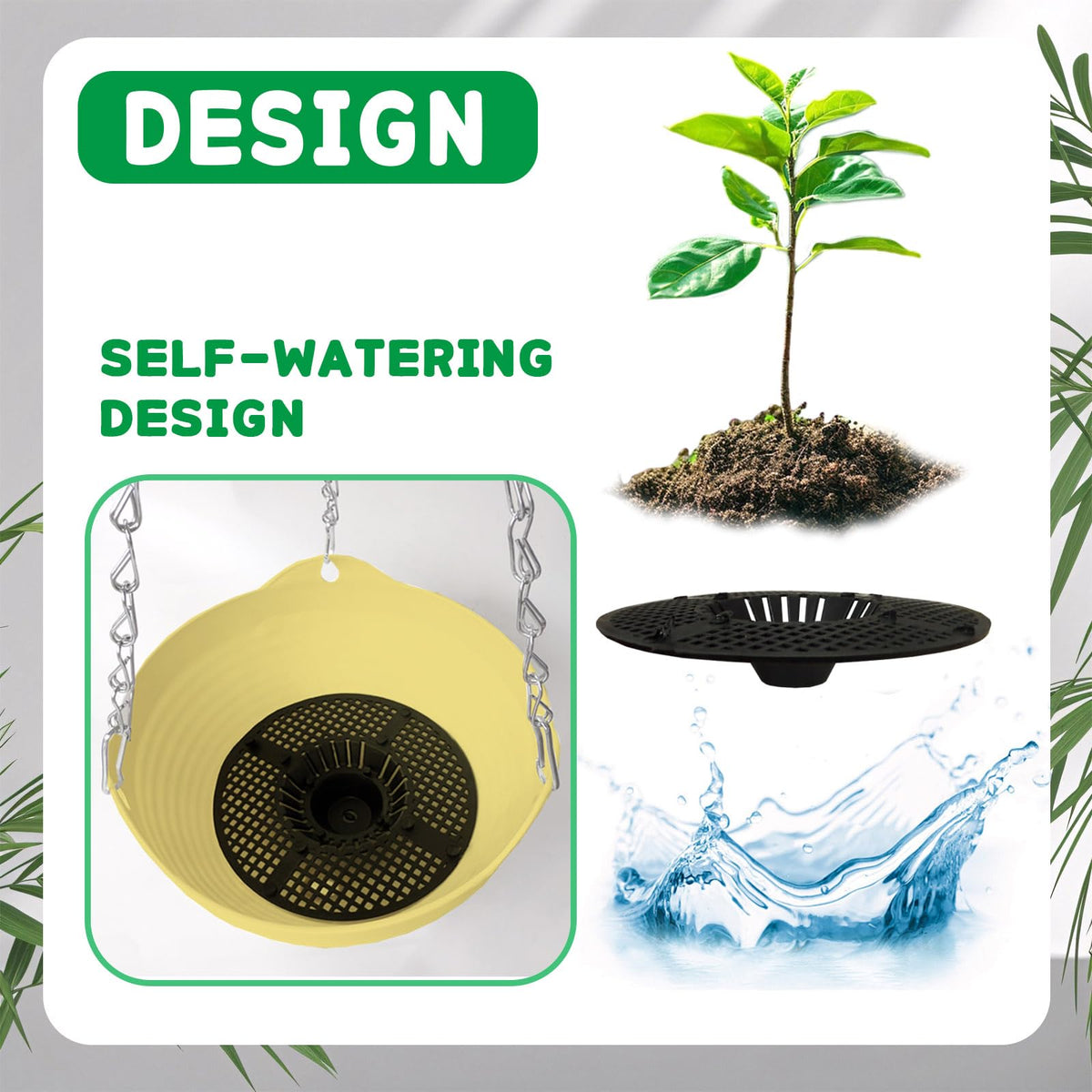 Srmayyi beige hanging planter blends with neutral interiors and outdoor spaces.