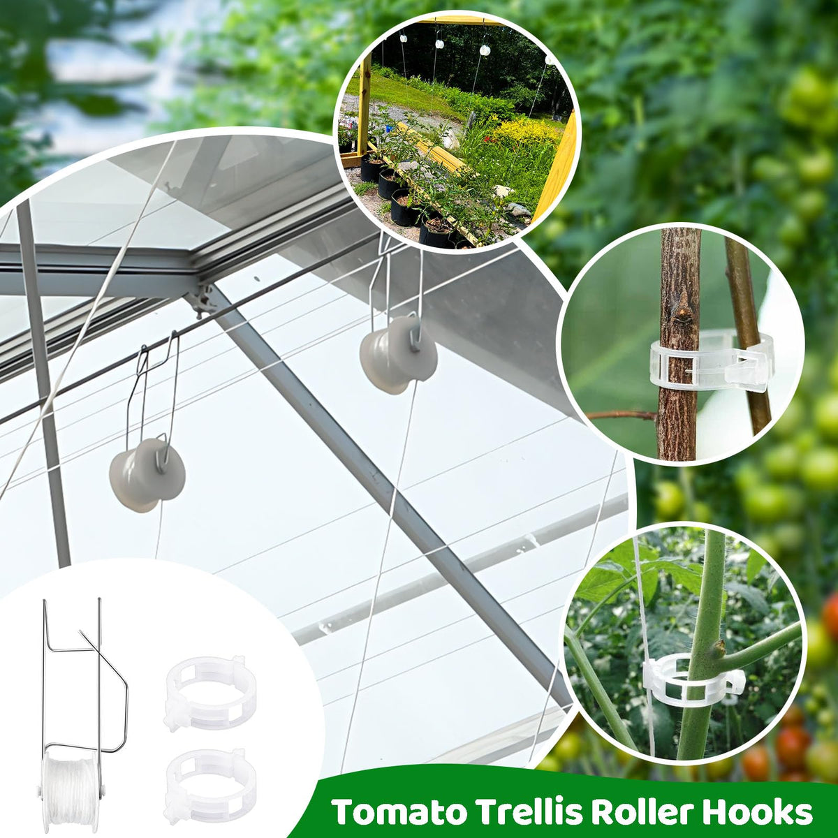 Srmayyi greenhouse trellising kit simplifies setup for beginners.
