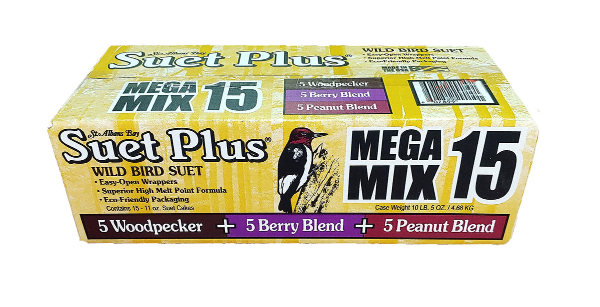 ST. ALBANS BAY SUET PLUS 11oz suet cake 15-pack pack shot for bulk bird feeding