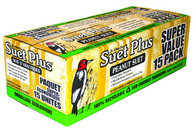 St. Albans Bay Suet Plus peanut cakes, melt-resistant for year-round feeding.
