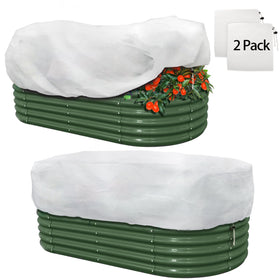 Stadeco plant cover shielding a rectangular bed from frost during winter