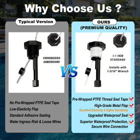 Stainless steel paddle highlights rugged construction and longer life.
