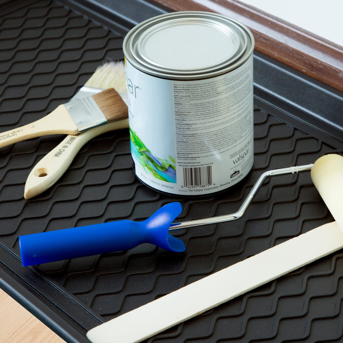 Stalwart boot tray made from recycled polypropylene resists moisture.