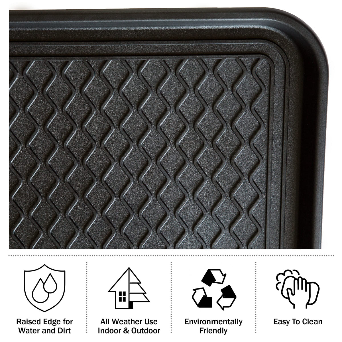 Stalwart boot tray for indoor outdoor use keeps entryways tidy.