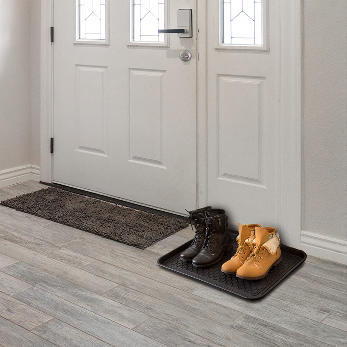 Stalwart boot tray multipurpose use as pet area or plant mat.