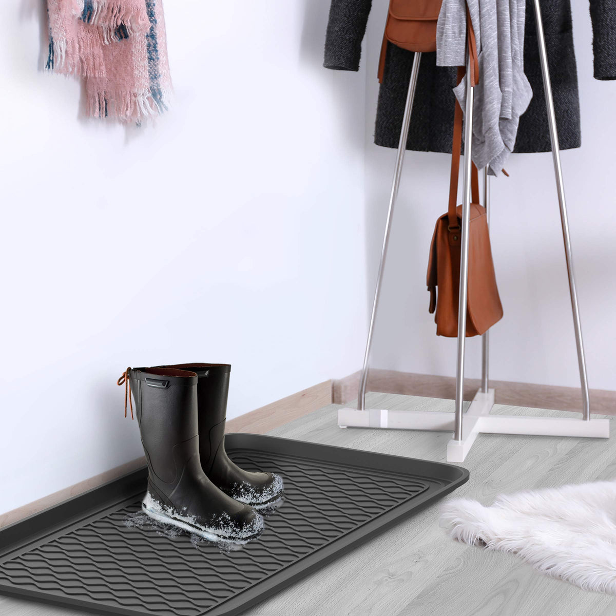 Stalwart boot trays crafted from 100% recycled polypropylene support sustainable, durable daily use.