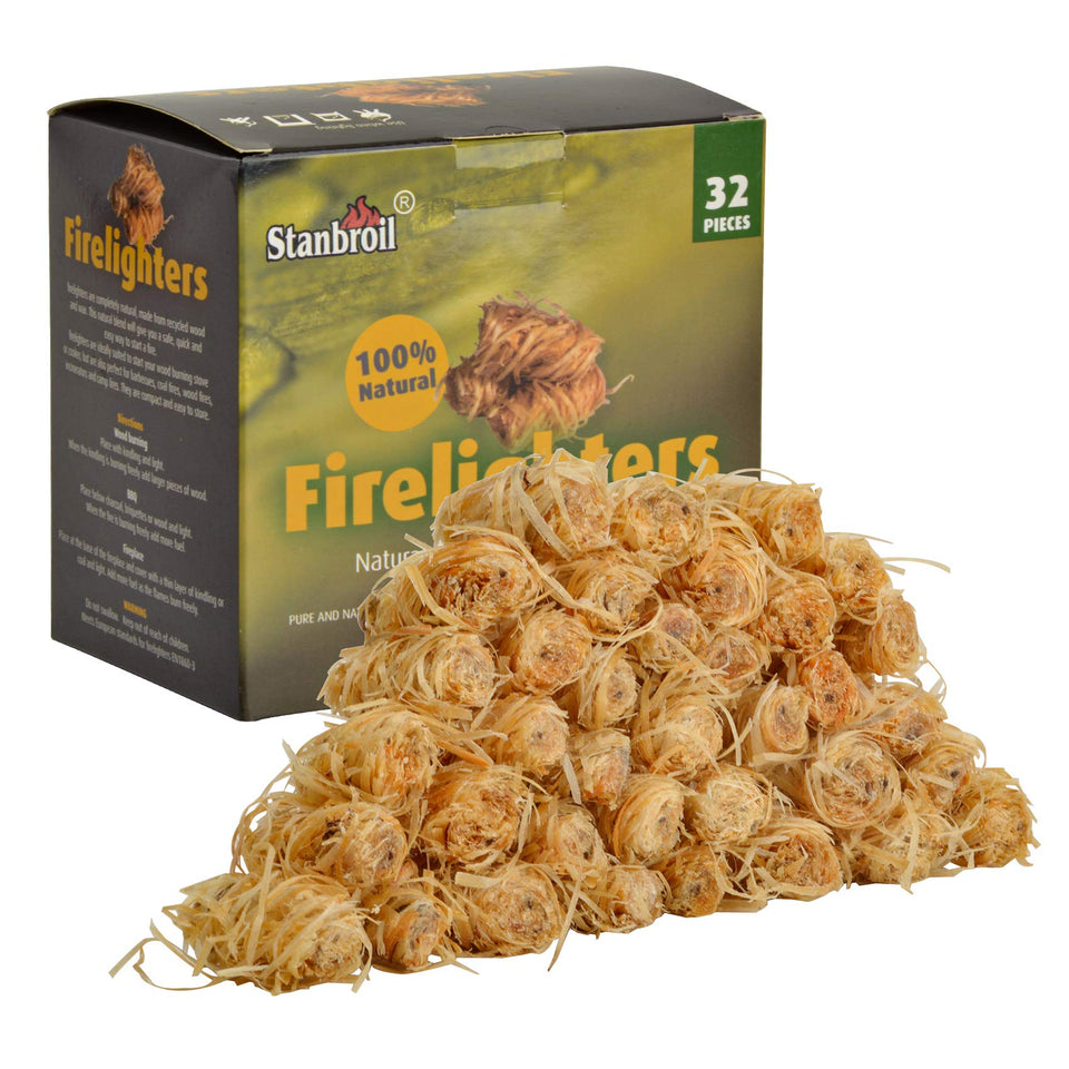 Stanbroil 32-pcs fire starters pack with compact design for easy transport.