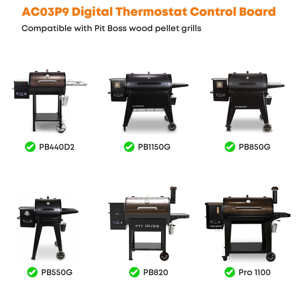 Stanbroil LCD front panel supports easy cook control for safer grilling.
