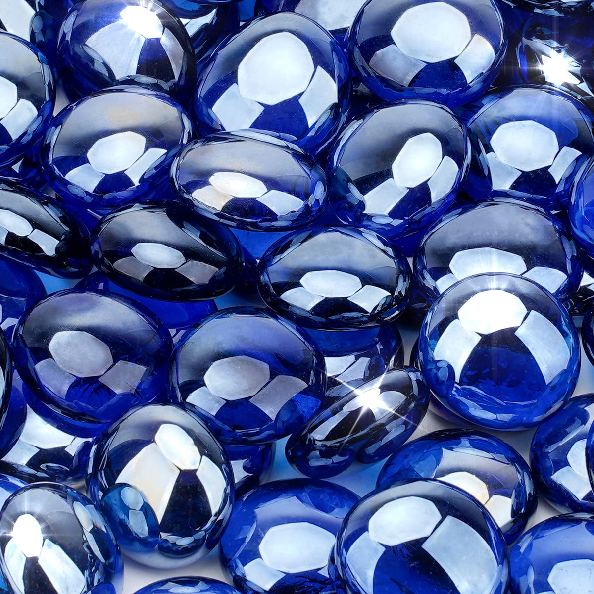 Stanbroil royal cobalt blue fire glass drops glow beautifully in a gas fireplace