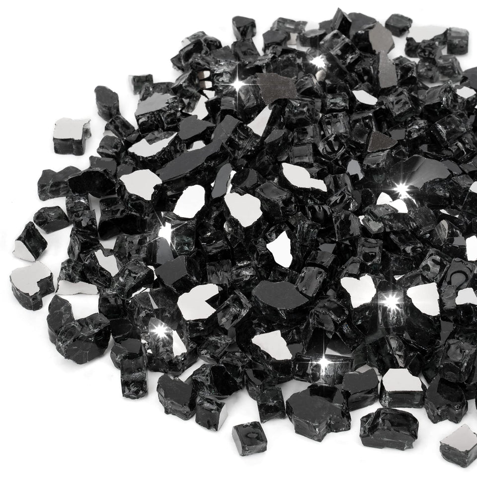 Stanbroil fire glass onyx black half-inch reflective in a burner enhances glow