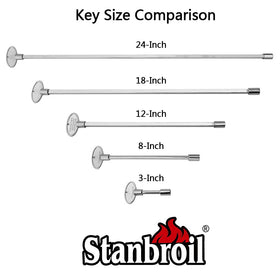 Stanbroil key fits one-quarter-inch and five-sixteenths stems for versatile use.