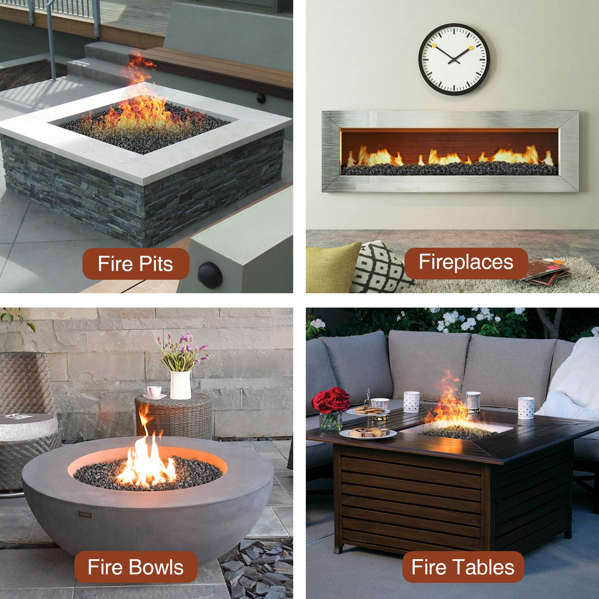 Stanbroil lava rock granules withstand extreme temperatures in fireplaces.