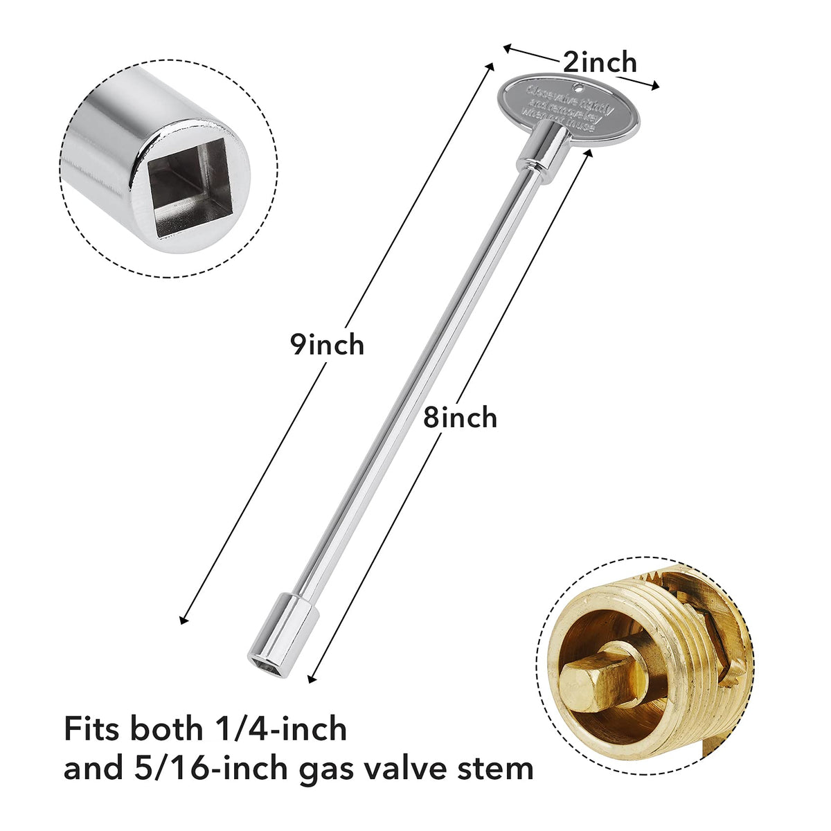 Stanbroil gas valve key close-up highlights the polished chrome finish for a premium look.