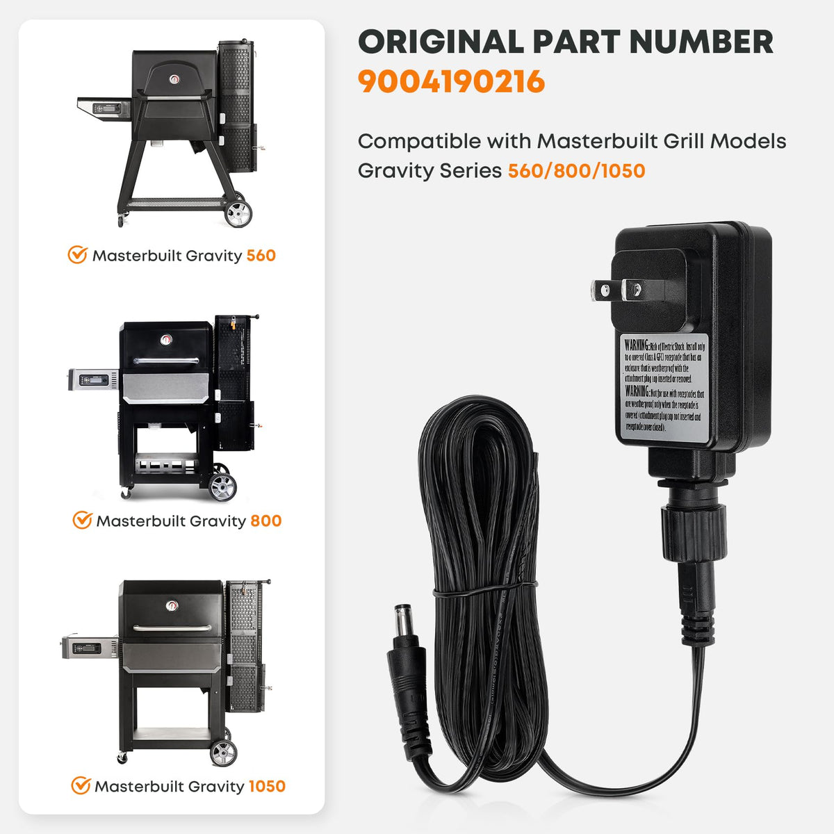 Stanbroil power adapter 15ft cord enables flexible grilling locations.