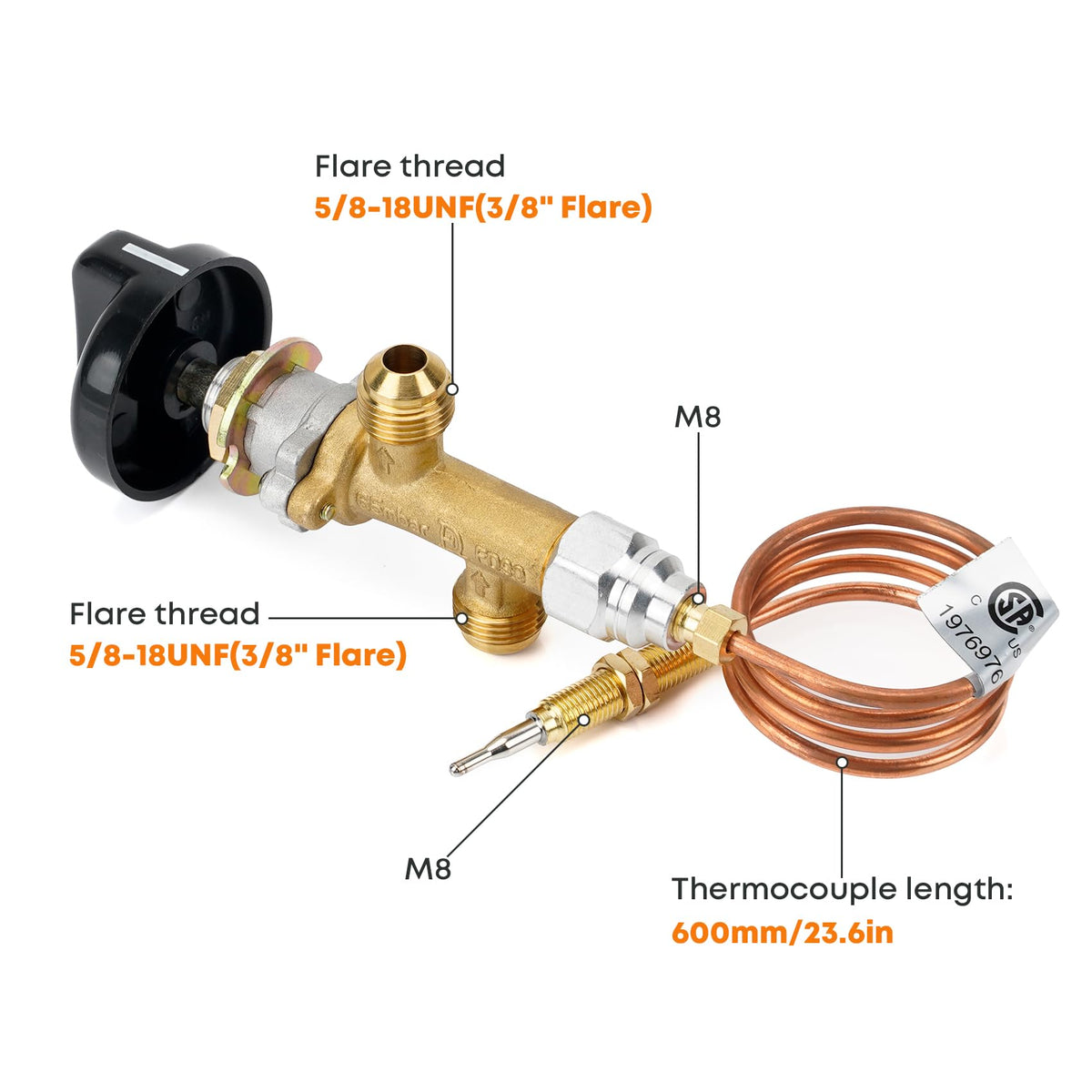 Stanbroil 600mm thermocouple enabling safe flame sensing for steady operation