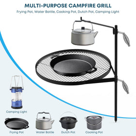 Stanbroil multipurpose hook supports pots and kettles during camping.