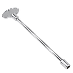Stanbroil universal 8-inch gas valve key close-up shows a polished chrome finish for durability.