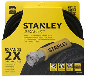 Stanley DuraflexPro 50 ft hose neatly coiled for compact storage.