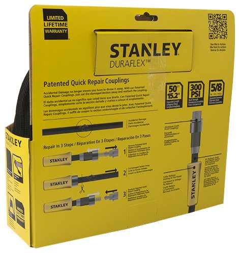 Stanley DuraflexPro hose expanded from 25 ft to 50 ft for flexible tasks.