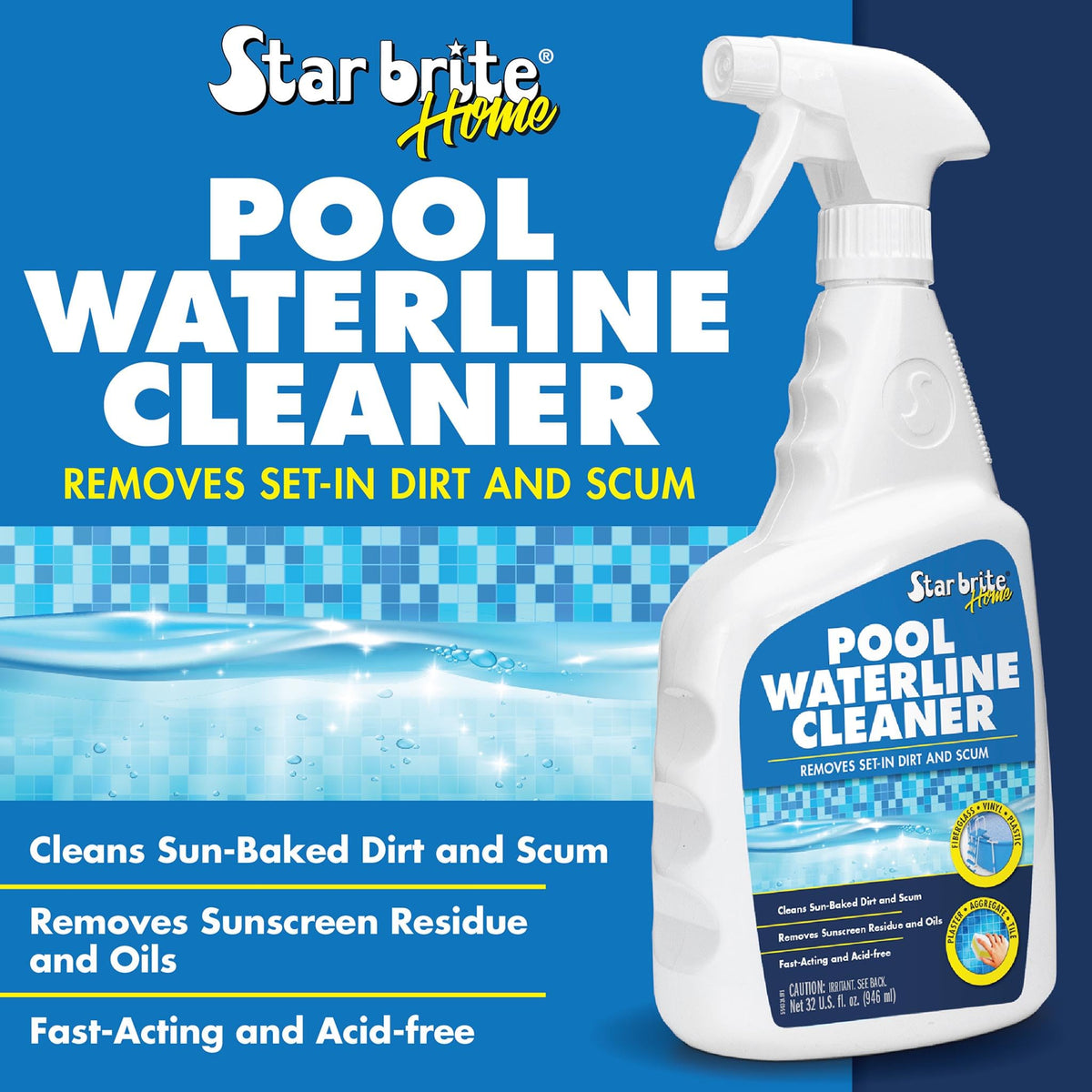STAR BRITE waterline cleaner removing tile stains and oil