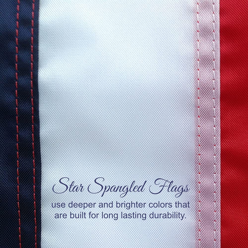 Star Spangled Flags flag showing reinforced stripe stitching to resist wear