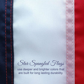 Star Spangled Flags brass grommets secure mounting for reliable display