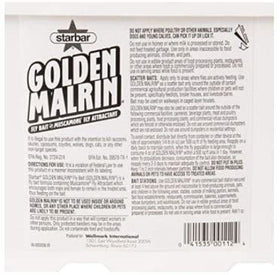Starbar Golden Malrin bait bag close-up shows attractant granules for fly control.
