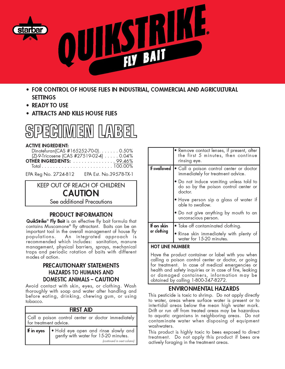 Starbar QuikStrike fly bait granules close-up showing ready-to-use formulation.