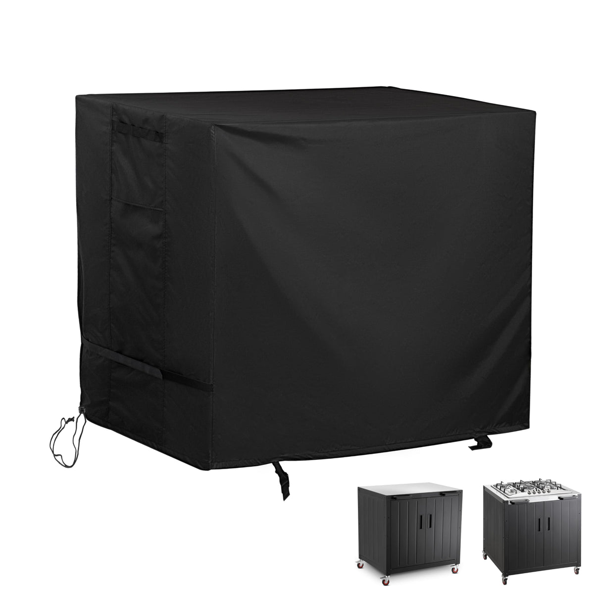 Starcrew Feasto cover on outdoor island table provides weatherproof protection.