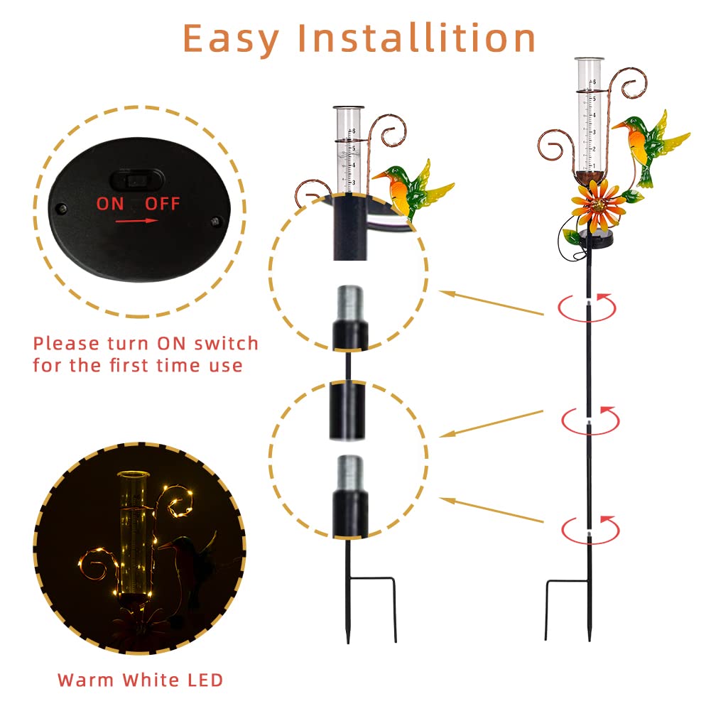 Stargarden garden stake decor doubles as a practical rainfall meter.