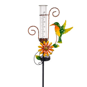 Stargarden hummingbird rain gauge outdoors for precise rainfall reading and charming backyard decor.