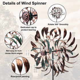 Stargarden wind spinner metal construction close-up shows durable welded finish