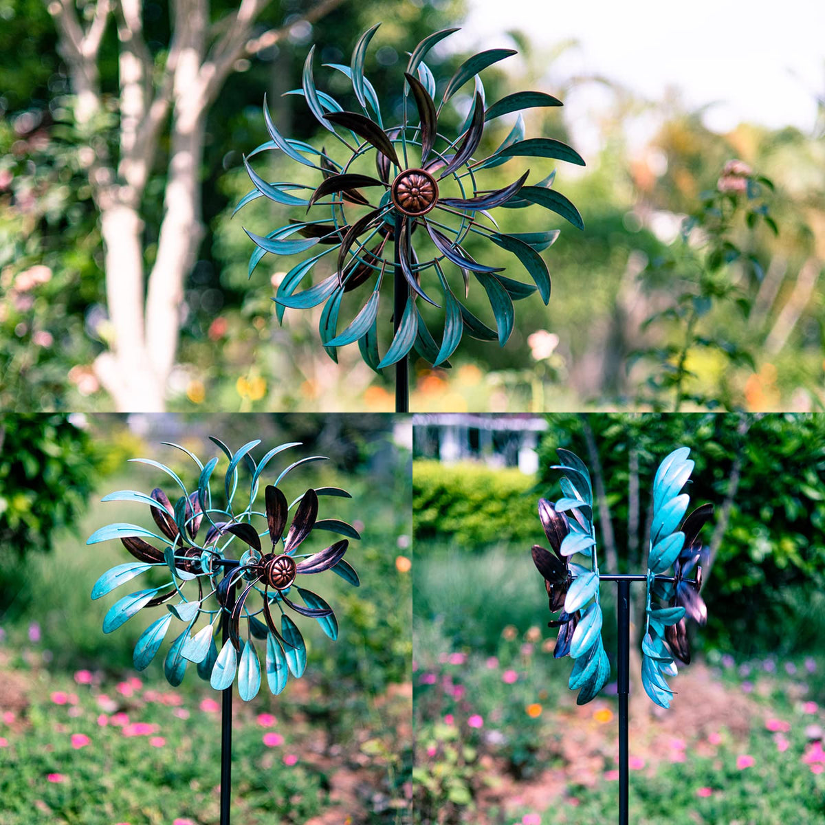 Stargarden wind spinner base offers four-pronged stability in any breeze.