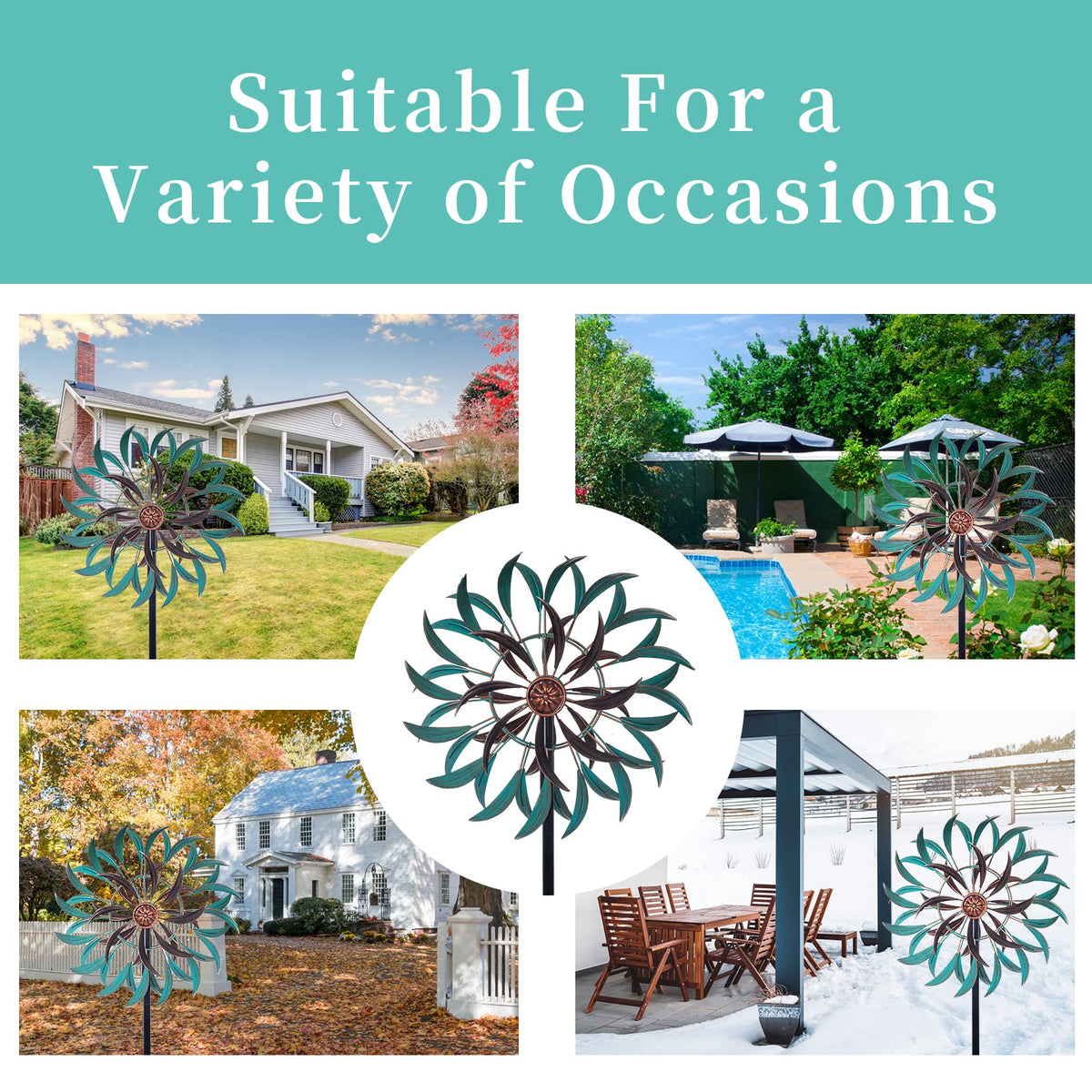 Stargarden yard decor wind spinner brightens patios and flower beds.