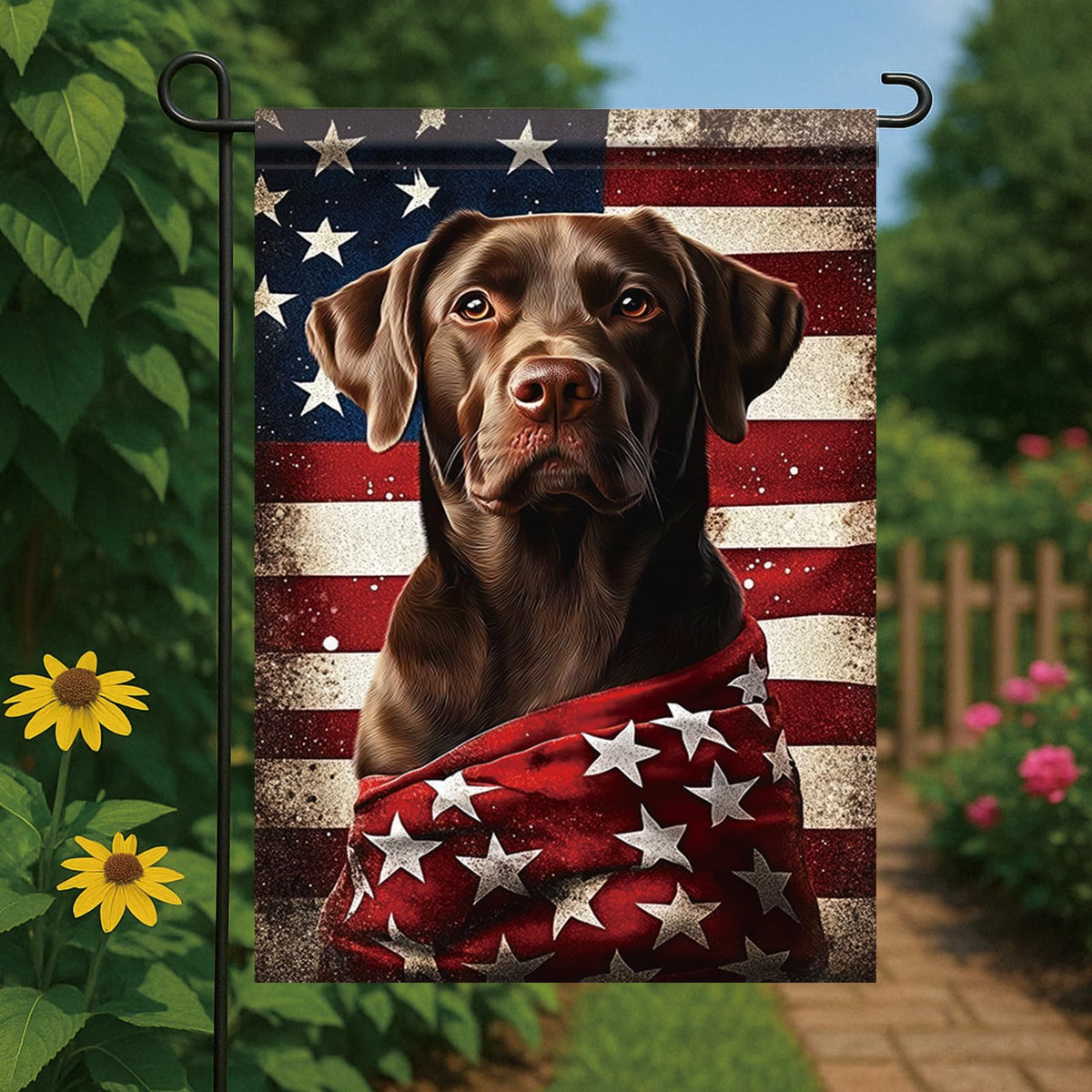 Starlit Patio 12x18 flag size fits standard stands for easy setup.