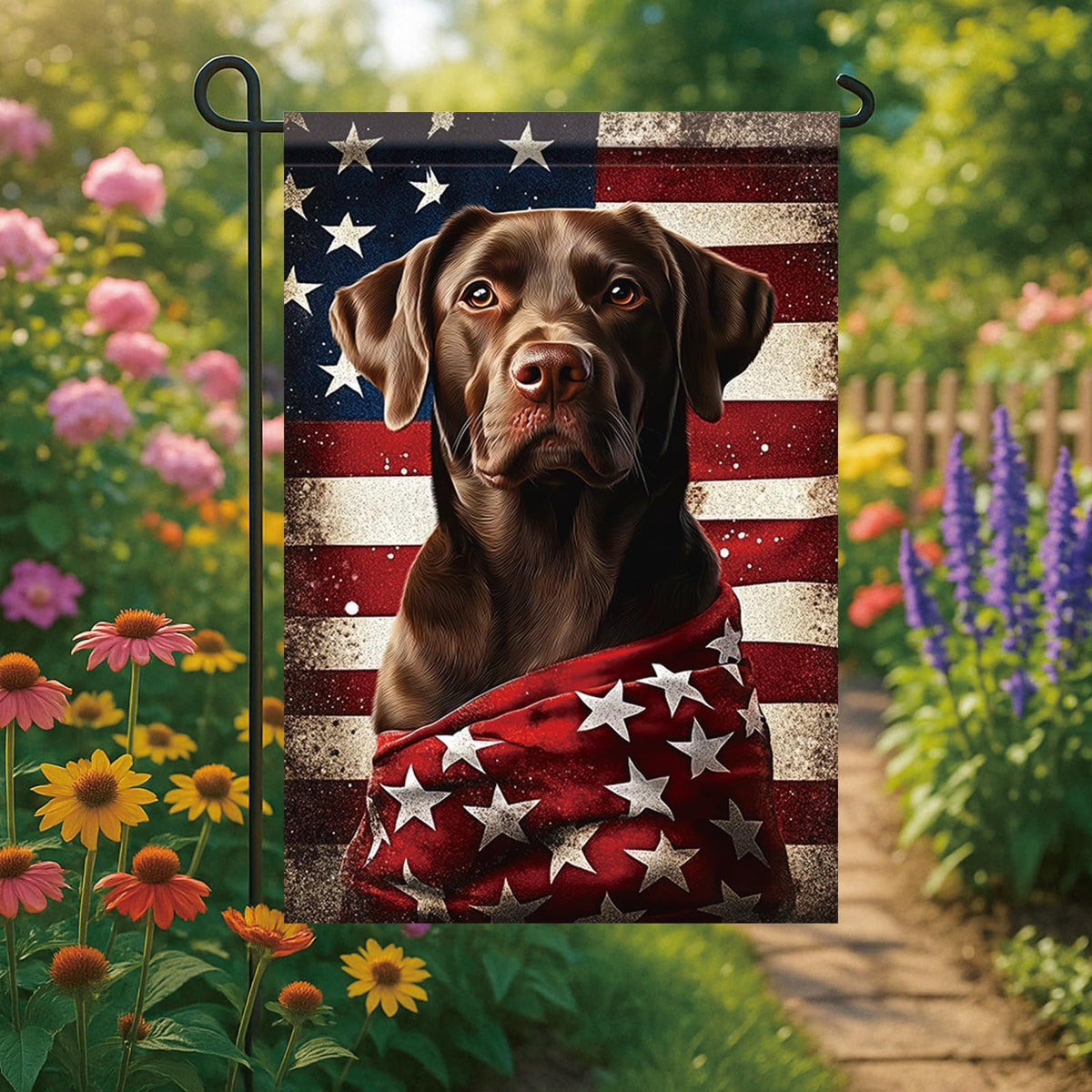 Starlit Patio flag with American background for year-round outdoor pride.