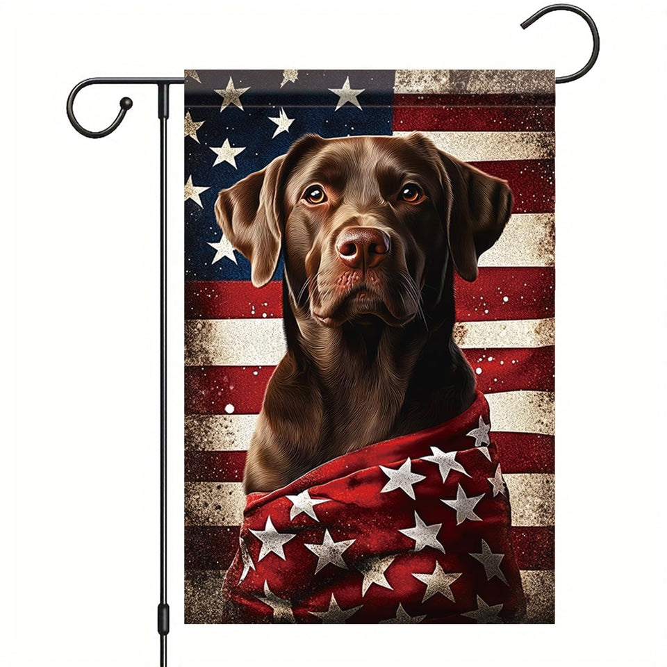 Starlit Patio patriotic lab flag front view for vibrant front-yard decoration.
