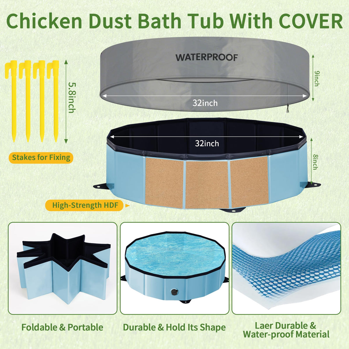 Starotatess 8-inch height chicken bath tub provides easy access for adults
