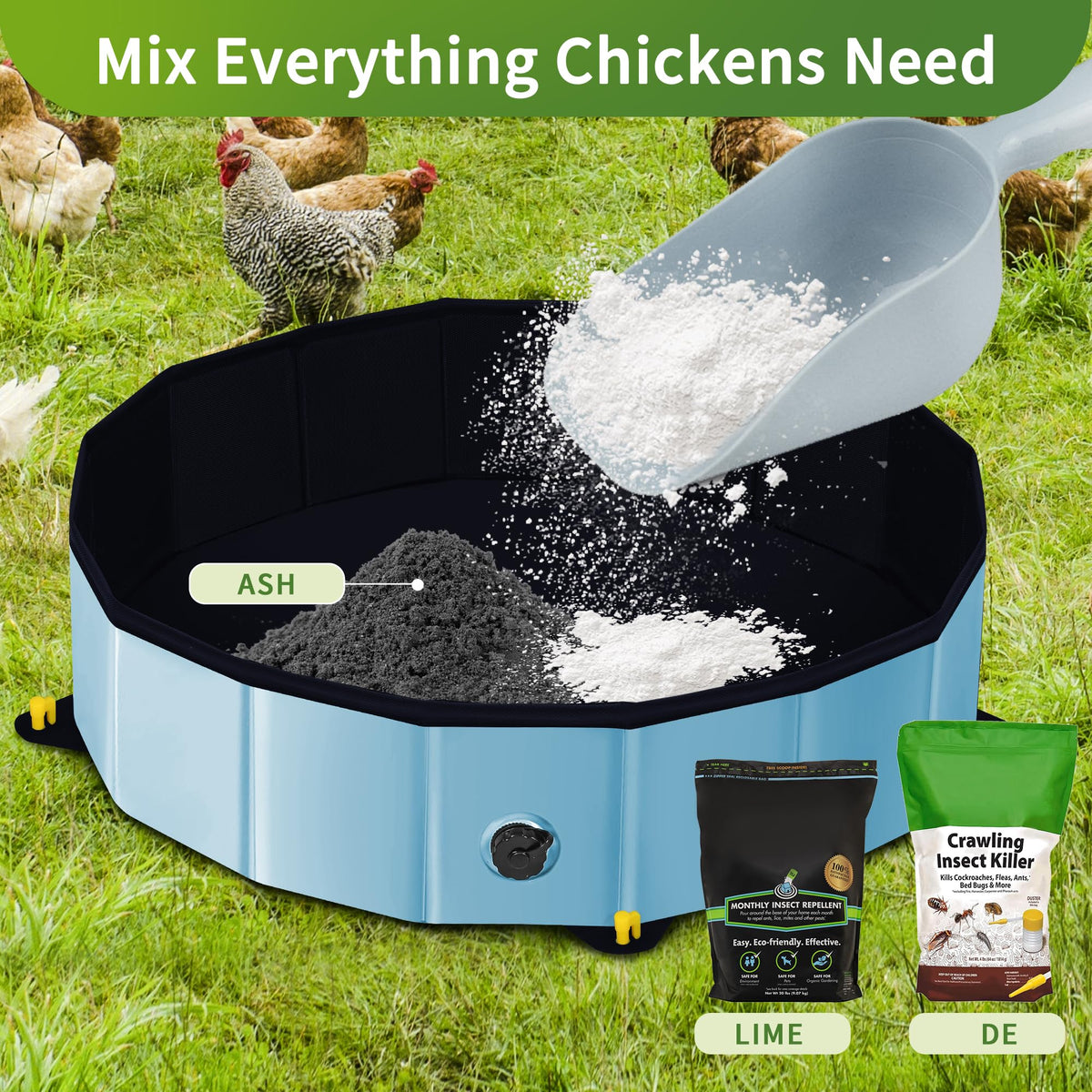 Starotatess dust-mixing-pan for poultry keeps sand lime or DE neatly ready