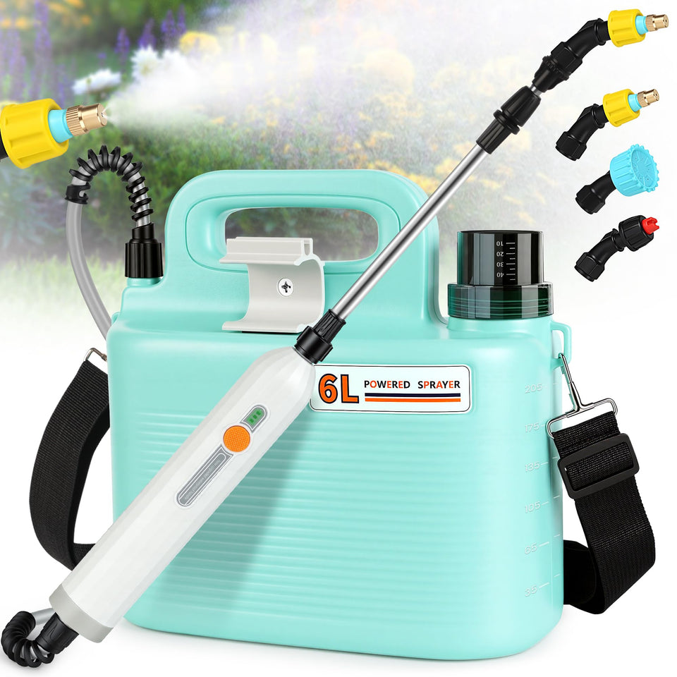Starotatess Electric Sprayer tank view showing compact 6-liter capacity for garden tasks