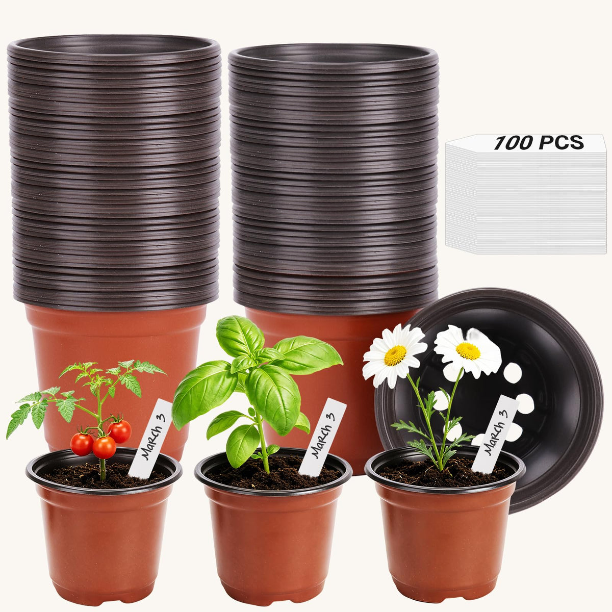 STARSIDE 4-inch nursery pot stackable design for space-saving seed starting.