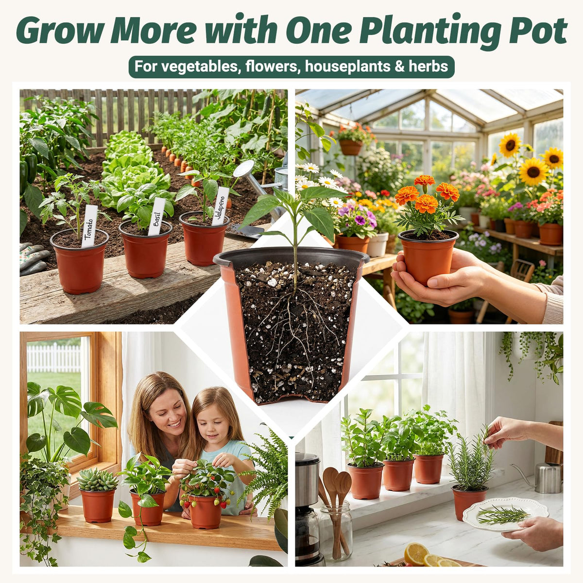STARSIDE pots support tomatoes, peppers, and herbs from seed to transplant.