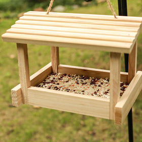 STARSWR feeder with sloping roof protects seeds from rain for cleaner feeding.