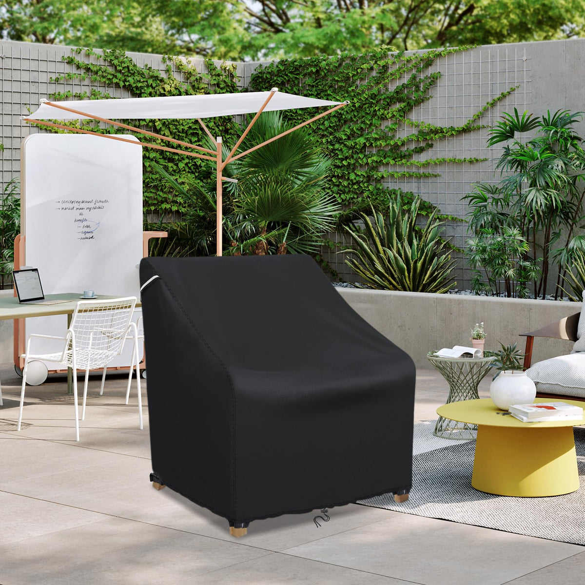 STARTWO black color chair cover blends with outdoor furniture