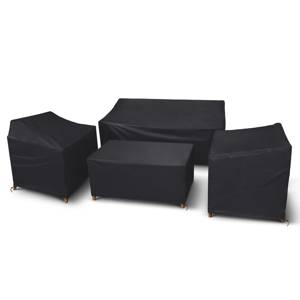 STARTWO patio covers set; four-piece protection for wicker furniture in rain.