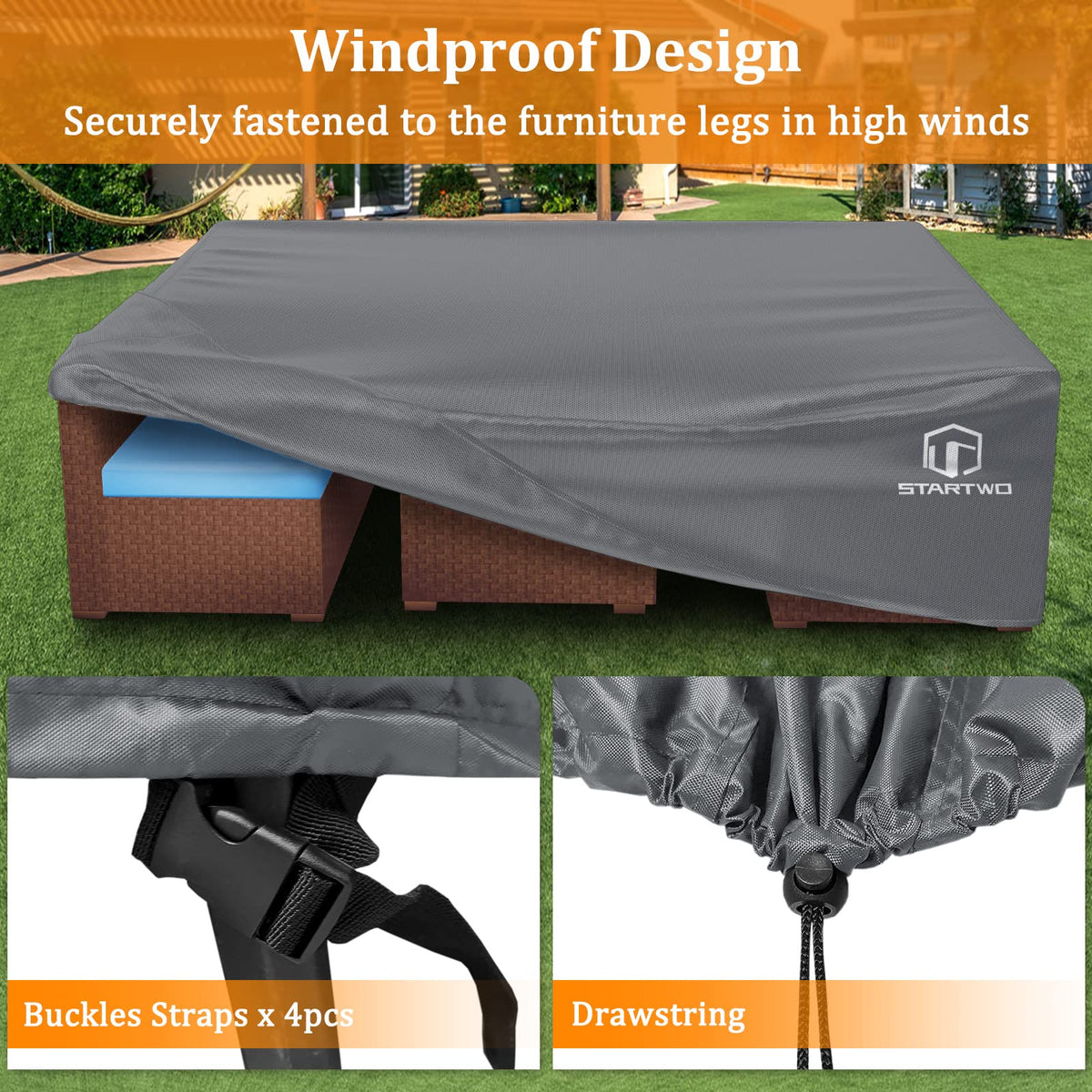 STARTWO rectangular dining table cover for 7 to 12 seat sets
