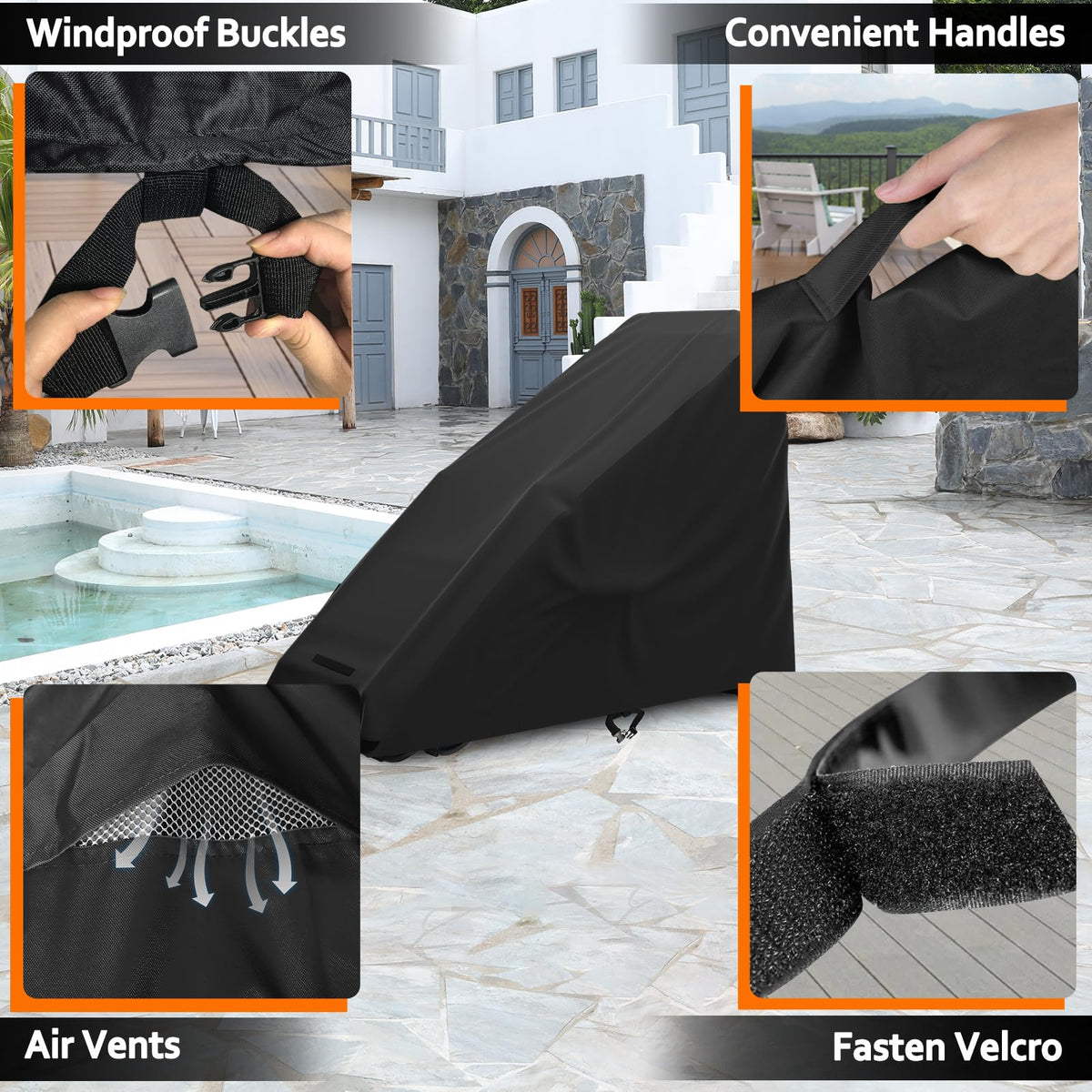 STARTWO Zero Gravity Chair Cover uses elastic hem and drawstring for a snug fit.
