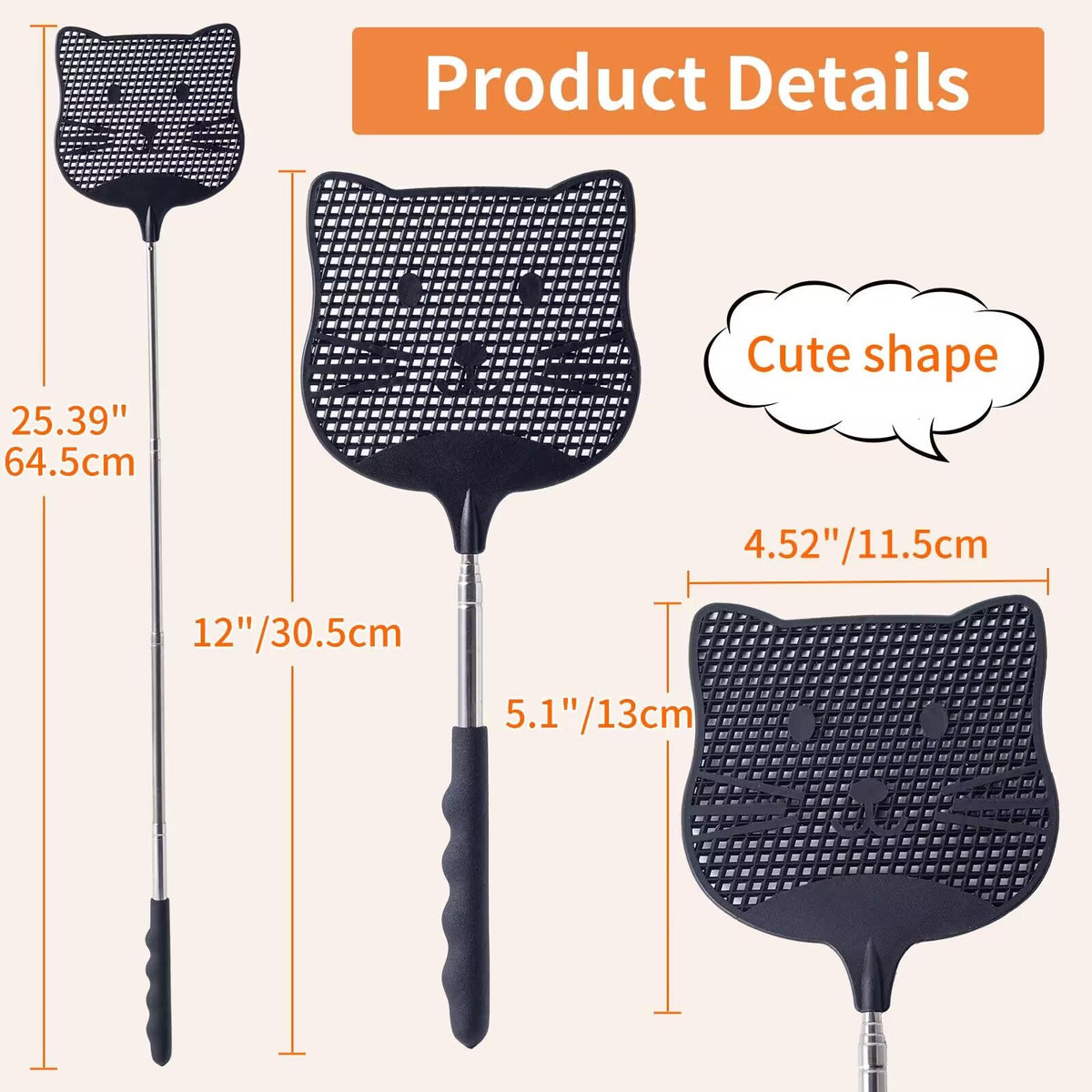 Staruby extendable handle to 25 inches for high-reach swats